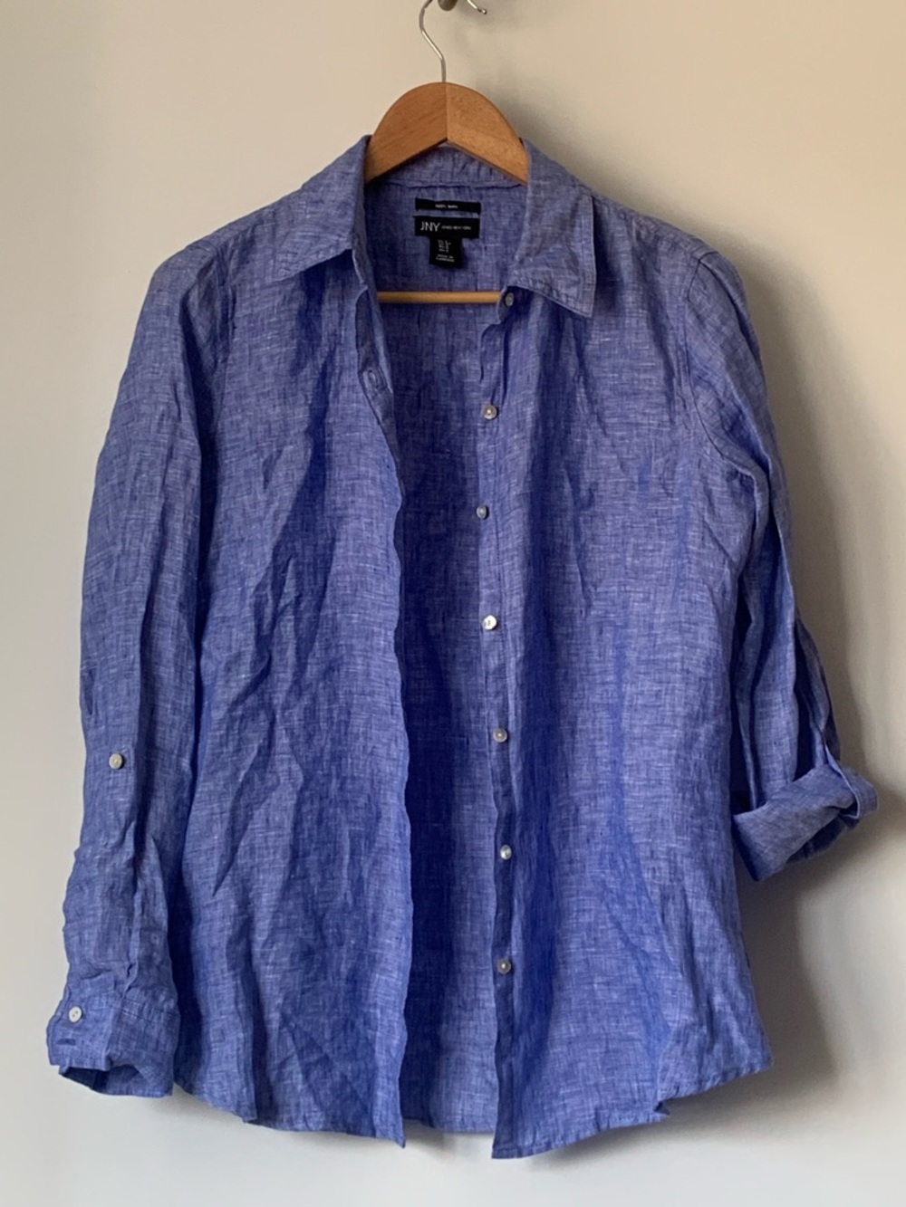Jones New York Women’s 100% Linen Blue Shirt